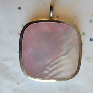 NEW REVERSIBLE PALE PINK MOP SHELL STERLING SILVER PENDANT SOULFLOWER